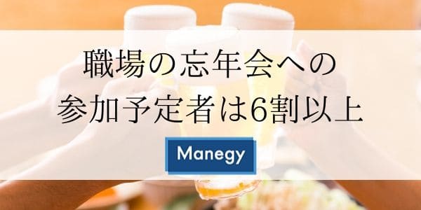 職場の忘年会への参加予定者は6割以上