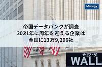 帝国データバンクが調査　2021年に周年を迎える企業は全国に13万9,296社